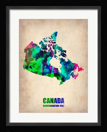 Framed Canada Watercolor Map Print