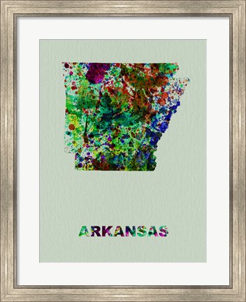 Framed Arkansas Color Splatter Map Print