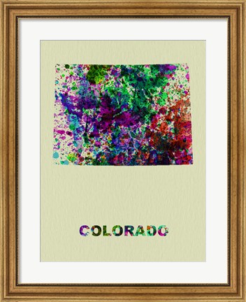 Framed Colorado Color Splatter Map Print
