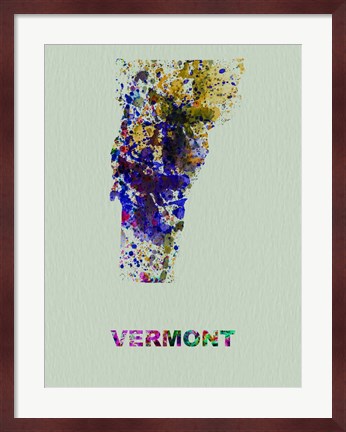 Framed Vermont Color Splatter Map Print