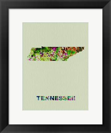 Framed Tennessee Color Splatter Map Print