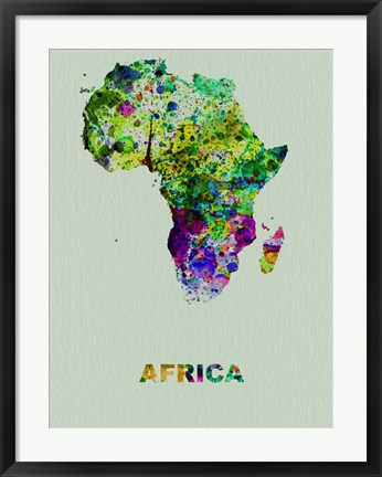Framed Africa Color Splatter Map Print