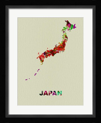 Framed Japan Color Splatter Map Print
