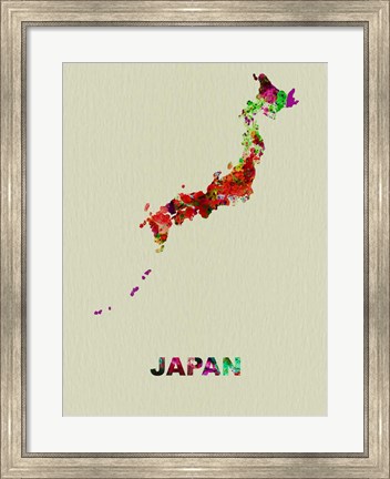 Framed Japan Color Splatter Map Print