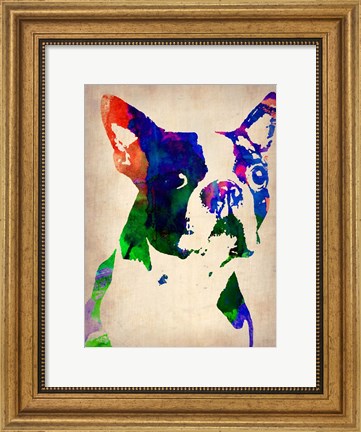 Framed Boston Terrier Watercolor Print