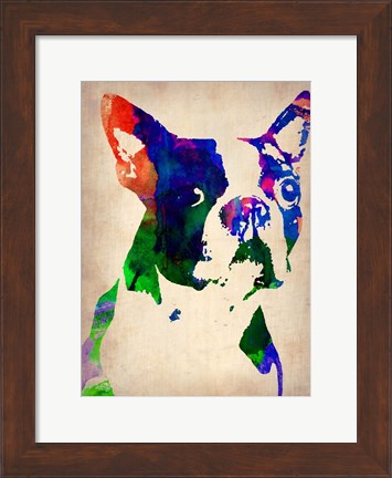 Framed Boston Terrier Watercolor Print