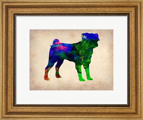 Framed Pug Watercolor Print