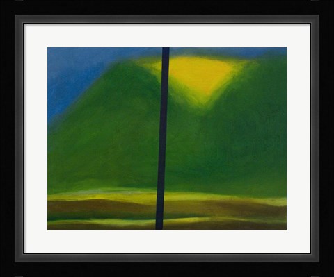 Framed Green Mountain with Yellow Print