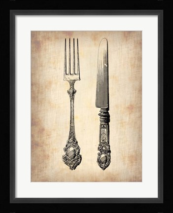 Framed Antique Knife and Fork Print