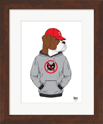 Framed Boxer Dog In City Style Print