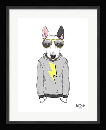 Framed Bull Terrier in City Style Print