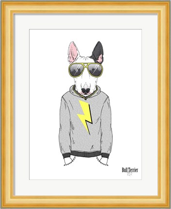 Framed Bull Terrier in City Style Print