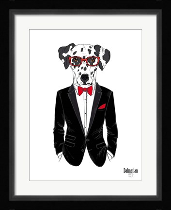 Framed Dalmatian Dog in Tuxedo Print