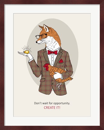Framed Fox Man In Pin Suit Print