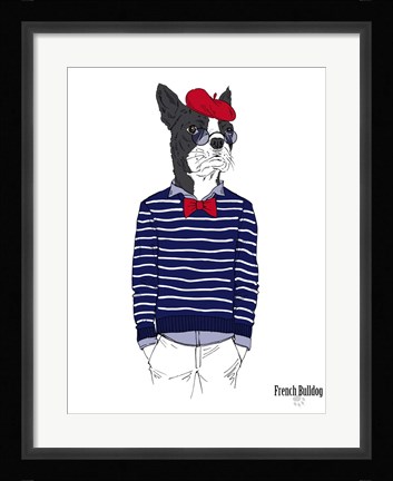 Framed French Bulldog In French Style Print