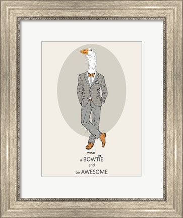 Framed Goose in Pin Suit Print