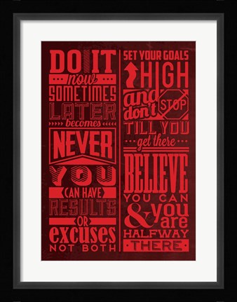 Framed Motivation Set Red Print