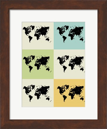 Framed World Map Grid Print