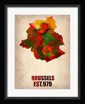 Framed Brussels Watercolor Map Print