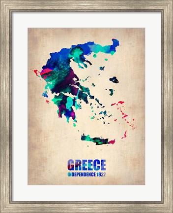 Framed Greece Watercolor Print