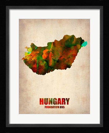 Framed Hungary Watercolor Print