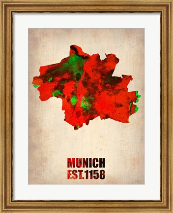 Framed Munich Watercolor Map Print