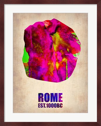 Framed Rome Watercolor Map Print