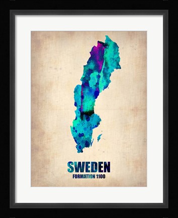 Framed Sweden Watercolor Print