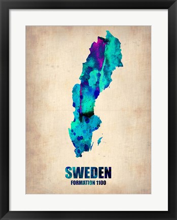 Framed Sweden Watercolor Print