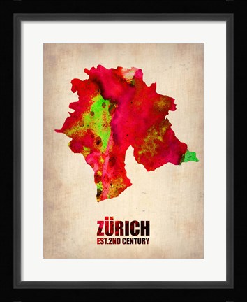 Framed Zurich Watercolor Print