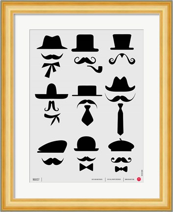 Framed Hats and Mustaches 1 Print