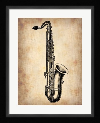 Framed Vintage Saxophone Print
