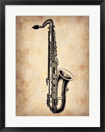 Framed Vintage Saxophone Print