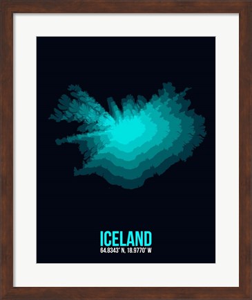 Framed Iceland Radiant Map 2 Print