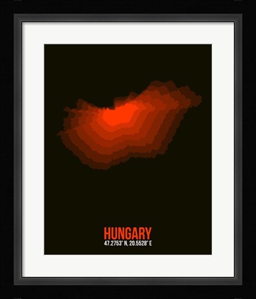 Framed Hungary Radiant Map 1 Print