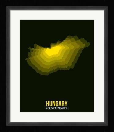 Framed Hungary Radiant Map 2 Print