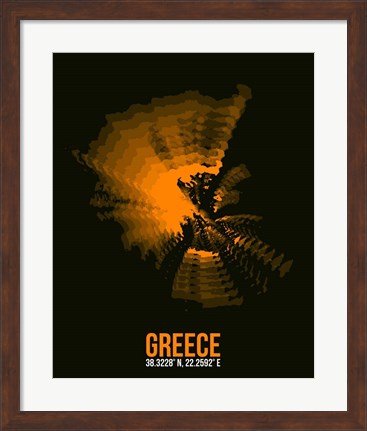 Framed Greece Radiant Map 2 Print