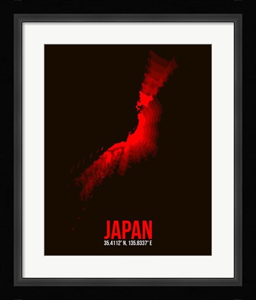 Framed Japan Radiant Map 3 Print