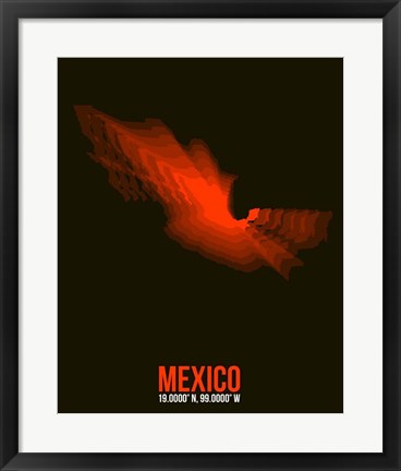 Framed Mexico Radiant Map 3 Print