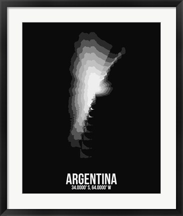 Framed Argentina Radiant Map 3 Print