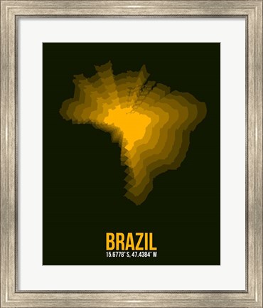 Framed Brazil Radiant Map 1 Print