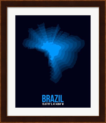 Framed Brazil Radiant Map 3 Print