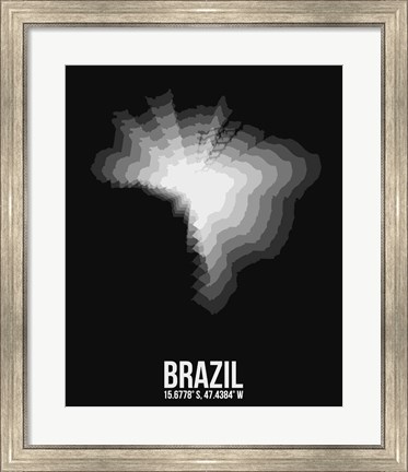 Framed Brazil Radiant Map 4 Print