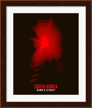 Framed South Korea Radiant Map 1 Print