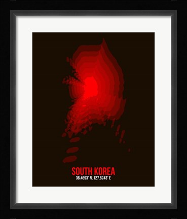 Framed South Korea Radiant Map 1 Print