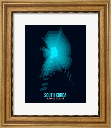 Framed South Korea Radiant Map 2 Print