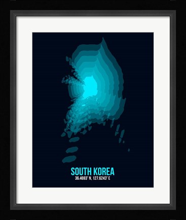 Framed South Korea Radiant Map 2 Print