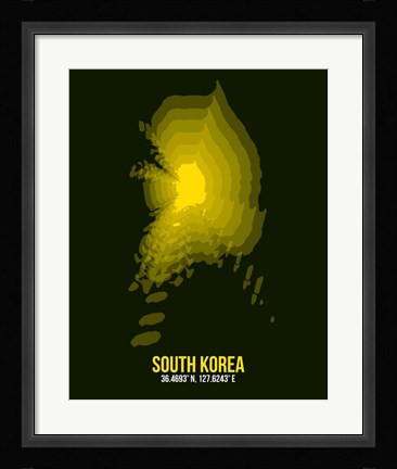 Framed South Korea Radiant Map 3 Print