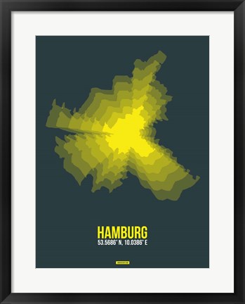 Framed Hamburg Radiant Map 3 Print