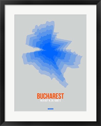Framed Bucharest Radiant Map 2 Print